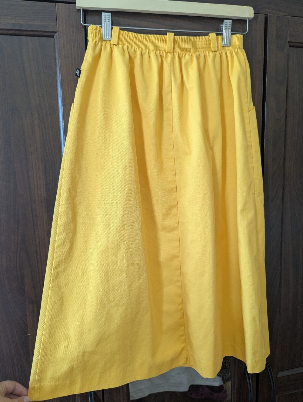 Vintage 70's Made In Canada Bright Yellow Skirt Pockets Midi Sz Small Medium - Picture 11 of 12